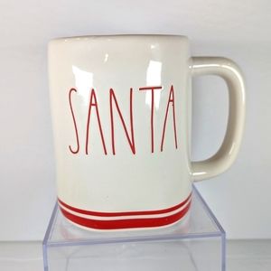 Rae Dunn By Magenta "Santa" White and Red Mug Coffee Tea HTF NWOT